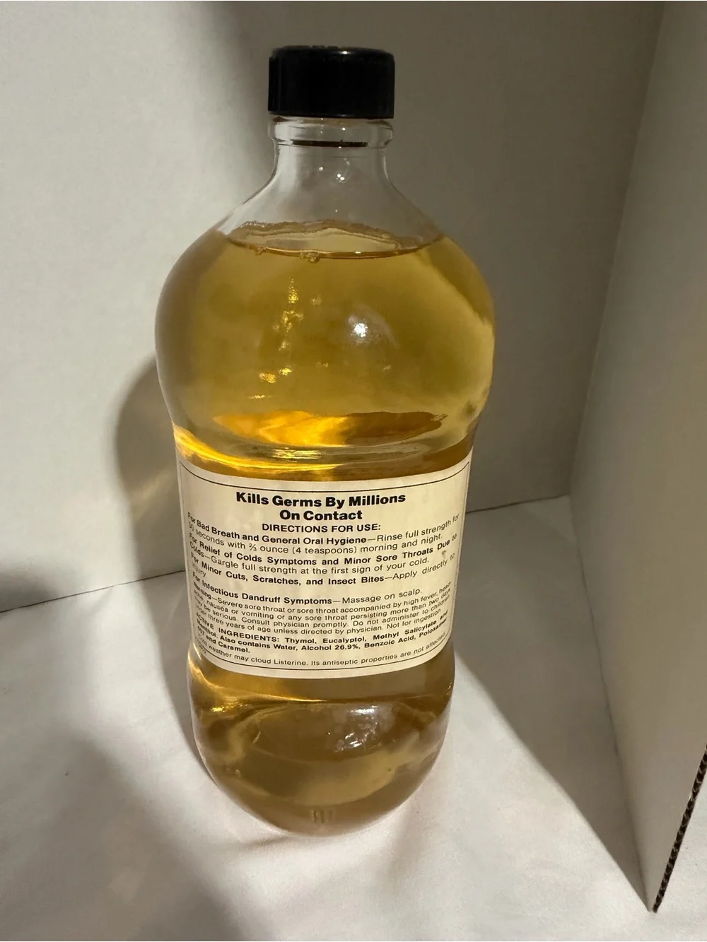 Vintage Listerine Glass Bottle Large 32 oz Paper Label. New Never Opened